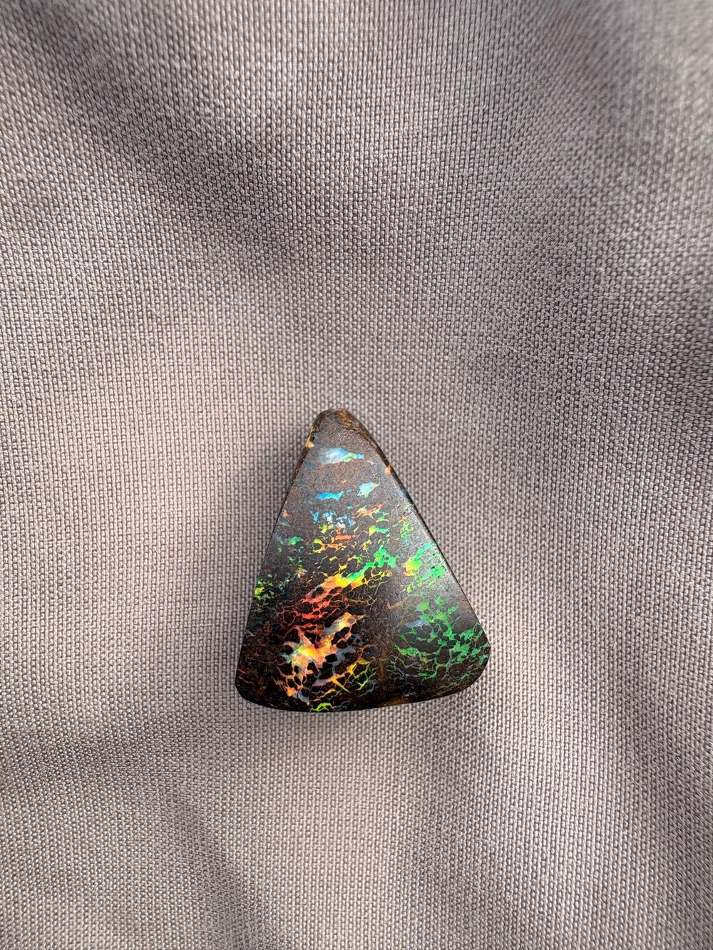 Natural Australian Boulder Opal Pendant Cabochon 5-6g Drilled Green Red Fire